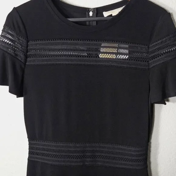 Michael Michael Kors Women’s Black Knit Cocktail Dress Sheer Quiet Luxury Medium - Picture 4 of 10
